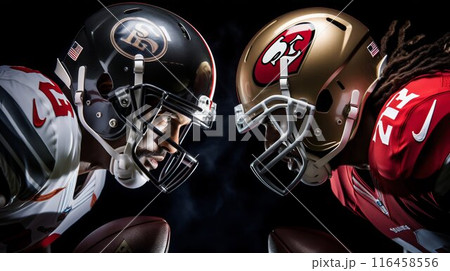 Super Bowl Showdown: Players in Fierce Competition. Generative ai 116458556