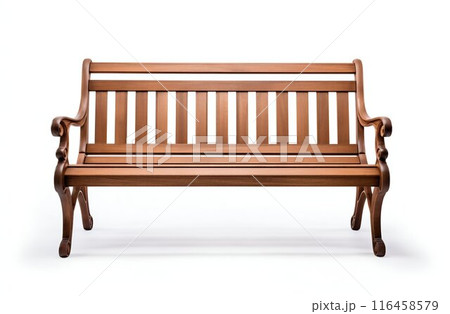 Wooden Park Bench Isolated on White Background. Generative ai Wooden Park Bench Isolated on White Background. Generative ai 116458579
