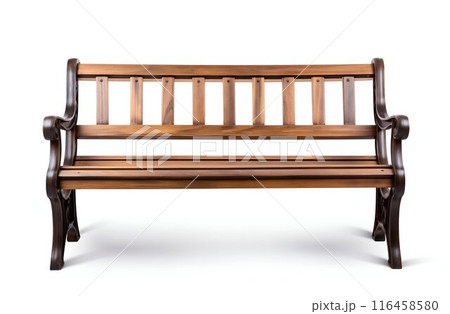 Wooden Park Bench Isolated on White Background. Generative ai Wooden Park Bench Isolated on White Background. Generative ai 116458580