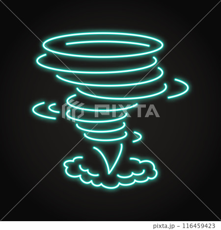 Tornado natural disaster neon icon 116459423