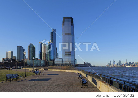 Exchange Place, New Jersey from Liberty State Park at spring with clear blue sky 2024 Exchange Place, New Jersey from Liberty State Park at spring with clear blue sky 2024 116459432