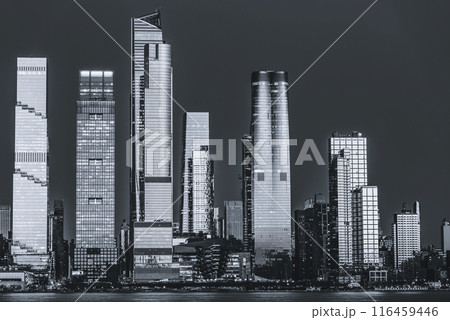 Midtown Manhattan and Hudson Yards skyscrapers panorama at dusk, New York 116459446
