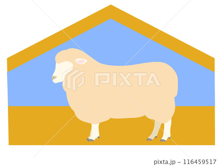 横から見た羊小屋のイラスト 横から見た羊小屋のイラスト 116459517