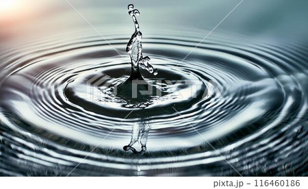 水飛沫、波紋、水面、海面、抽象的な水の背景 116460186