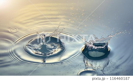 水飛沫、波紋、水面、海面、抽象的な水の背景 116460187