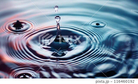 水飛沫、波紋、水面、海面、抽象的な水の背景 116460192