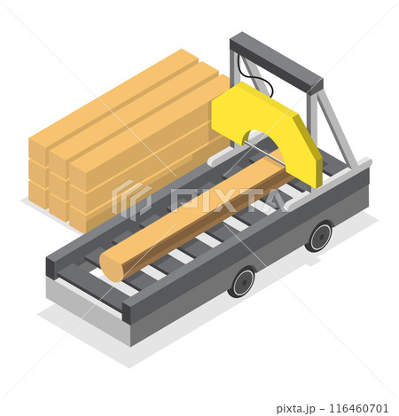3D Isometric Flat Vector Illustration of Sawmill, Furniture Making Tools and Processes. Item 2 3D Isometric Flat Vector Illustration of Sawmill, Furniture Making Tools and Processes. Item 2 116460701