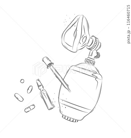Ambu bag composition in graphic style Ambu bag composition in graphic style 116460715
