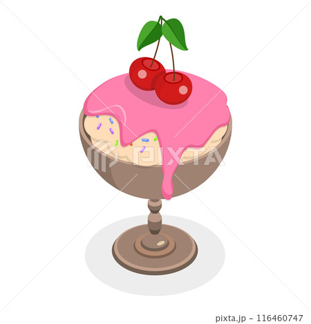 3D Isometric Flat Vector Set of Ice Creams, Collection of Cold Sweet Desserts. Item 2 116460747