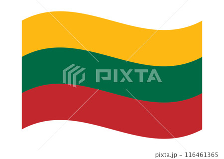 Wavy flag of Lithuania, isolated on transparent background. Flag of the Lietuvos Respublika. Vector illustration Wavy flag of Lithuania, isolated on transparent background. Flag of the Lietuvos Respublika. Vector illustration 116461365