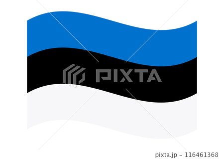 Wavy flag of Estonia, isolated on transparent background. Flag of the Republic of Estonia. Vector illustration 116461368