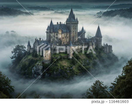 beautiful castle view on mountain 116461603