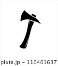 Fire fighter axe silhouette on white background. Fire axe icon sign vector illustration design. 116461637