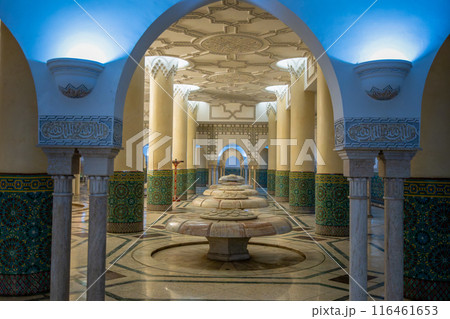 Lotus Fountains in the Bathing Hall of Hassan II Mosque, Casablanca. Lotus Fountains in the Bathing Hall of Hassan II Mosque, Casablanca. 116461653