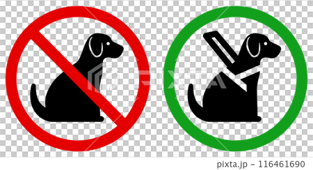 禁止攜帶寵物標記和導盲犬 OK 標記 116461690