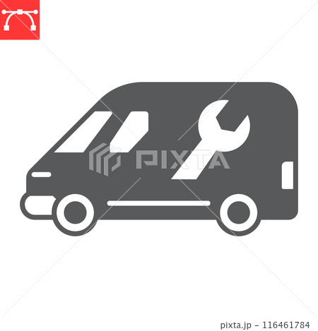 Plumbing service van glyph icon 116461784