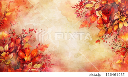 beautiful watercolor painting depicts an autumn background with vibrant maple leaves beautiful watercolor painting depicts an autumn background with vibrant maple leaves 116461985