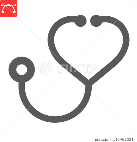 Stethoscope in heart shaped glyph icon 116462021