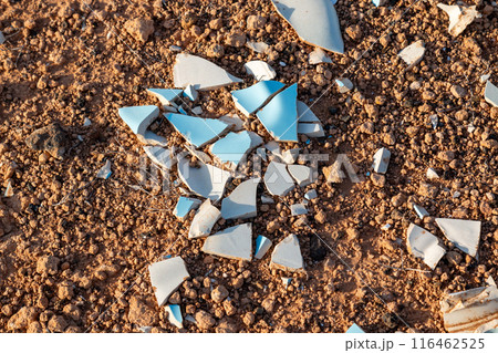 Pieces of broken ceramic tiles, Lanzarote, Spain Pieces of broken ceramic tiles, Lanzarote, Spain 116462525