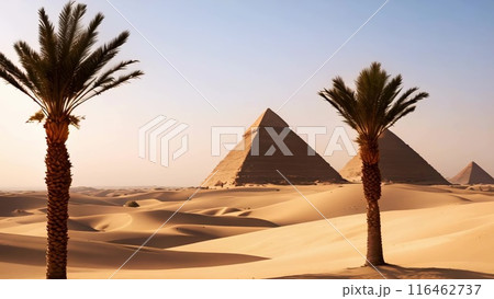 The Great Pyramids In Giza Valley, Cairo, Egypt The Great Pyramids In Giza Valley, Cairo, Egypt 116462737