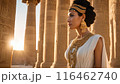 Beautiful woman in traditional Egyptian clothing in an ancient Egyptian temple. 116462740