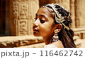 Beautiful woman in traditional Egyptian clothing in an ancient Egyptian temple. 116462742
