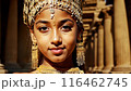 Beautiful woman in traditional Egyptian clothing in an ancient Egyptian temple. 116462745