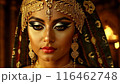 Beautiful woman in traditional Egyptian clothing in an ancient Egyptian temple. 116462748