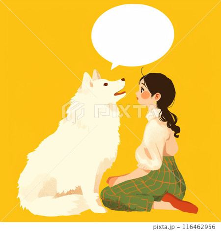 笑顔で座る犬と吹き出し 笑顔で座る犬と吹き出し 116462956
