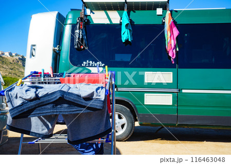 Clothes hanging to dry outdoor 116463048
