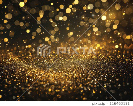 Festive Christmas backdrop sparkles with warm golden lights and bokeh 116463151