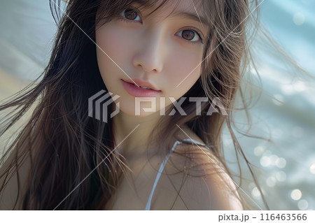 海に遊びに来ている女性 海に遊びに来ている女性 116463566