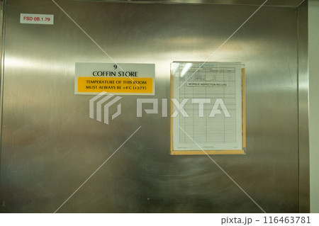 Coffin or freezer for deceased people on board of a cruise ship 116463781