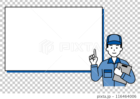 A man in work clothes explaining something in front of a whiteboard A man in work clothes explaining something in front of a whiteboard 116464006