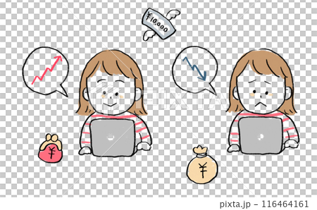 パソコンでお金の動きを見る女性 116464161