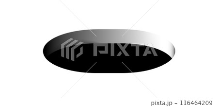 Black oval hole, rounded mockup. Isolated realistic transparent template. Png 116464209