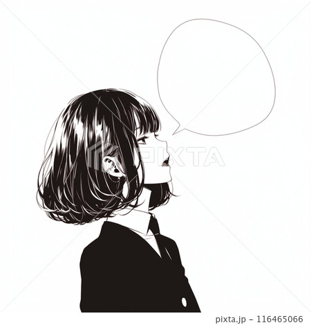 白と黒の線画、話をするビジネスウーマン 白と黒の線画、話をするビジネスウーマン 116465066