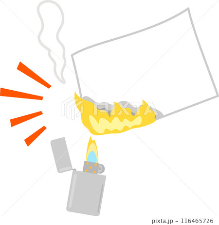 ライターで火をつけた紙片 ライターで火をつけた紙片 116465726