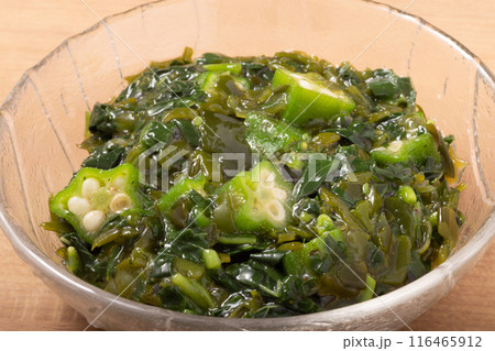 モロヘイヤ めかぶ オクラ 麺つゆ和え モロヘイヤ めかぶ オクラ 麺つゆ和え 116465912