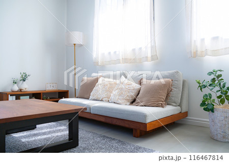 日差しが差し込むリビングルーム 116467814