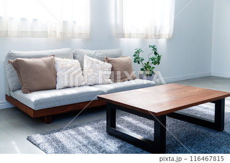 日差しが差し込むリビングルーム 116467815