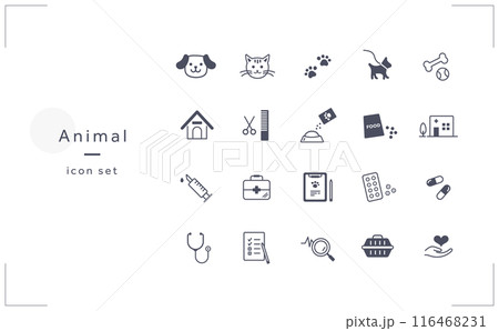 ペット(犬・猫)に関するアイコン素材セット 116468231