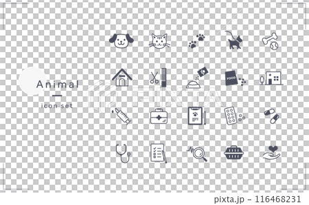ペット(犬・猫)に関するアイコン素材セット 116468231