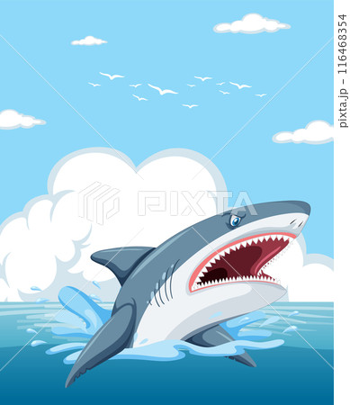 Shark Leaping from Ocean Waves 116468354