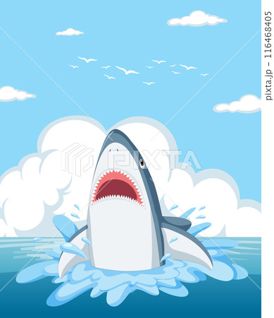 Shark Leaping from Ocean Waters 116468405