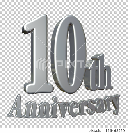 3DCG文字「10th Anniversary/10周年」シルバー,銀 116468950