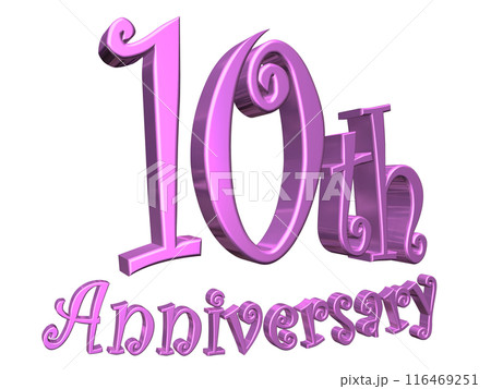3DCG文字「10th Anniversary/10周年」パープル,紫,ピンク 116469251