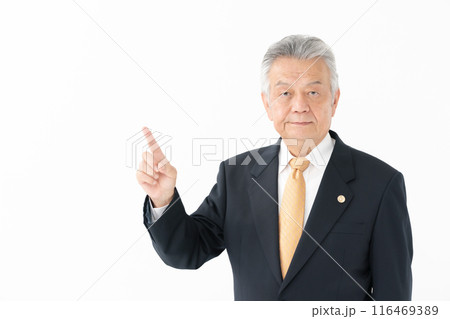 ビジネス　シニア男性　弁護士　指差し 116469389