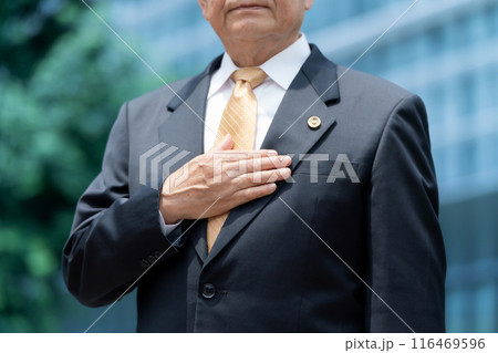 ビジネス　シニア男性　弁護士　屋外　顔なし 116469596