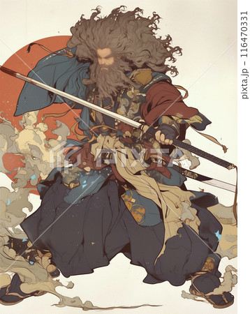 日本刀を構える侍の姿 116470331